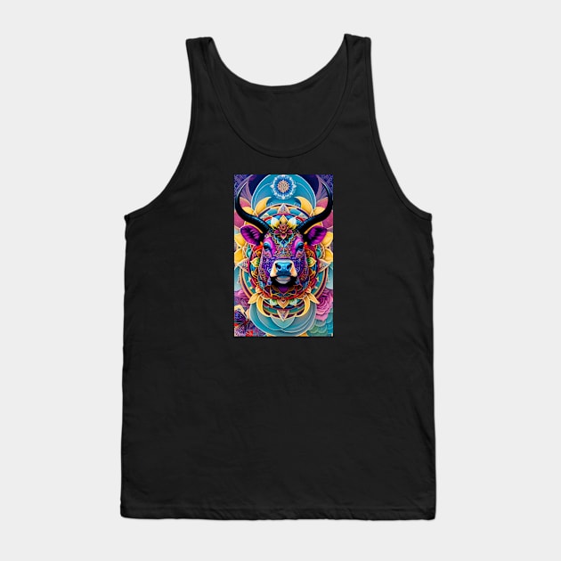 Beef cattle Lotus Flower mandala Tank Top by mariasshop